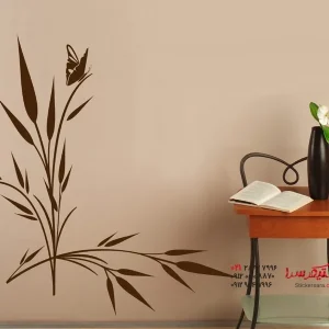 عکس برچسب دیواری چمن با پروانه کوچک