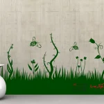 عکس برچسب دیواری چمنزار با زنبورها