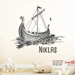 برچسب دیواری کشتی وایکینگ‌ها با نام
