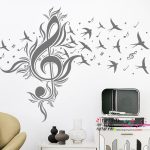 عکس برچسب دیواری کلید سه‌گانه با طرح پرندگان