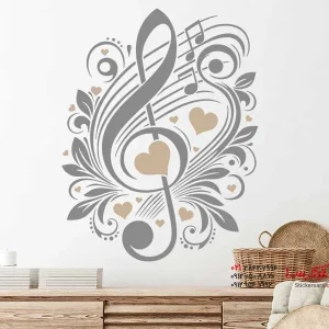 برچسب دیواری کلید سه‌گانه با قلب