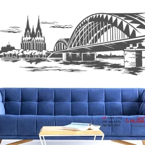 عکس برچسب دیواری کلیسای جامع کلن و پل هوهنزولرن