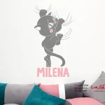 برچسب دیواری گربه بالا رونده با نام