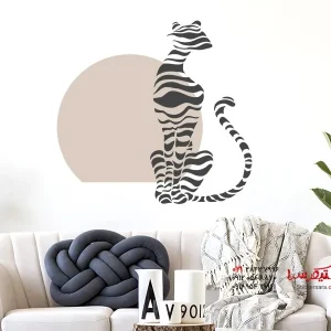 برچسب دیواری گربه بزرگ در غروب آفتاب