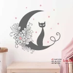 برچسب دیواری گربه در ماه
