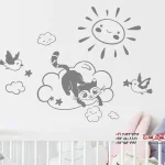 برچسب دیواری گربه روی ابرها