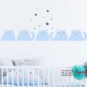 برچسب دیواری گربه‌های حاشیه‌دار با طرح قلب