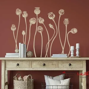 برچسب دیواری طرح گل خشخاش