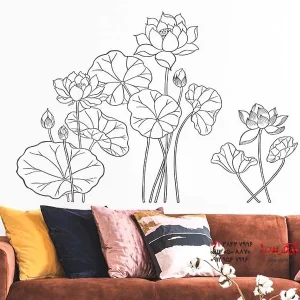 برچسب دیواری گل نیلوفر آبی