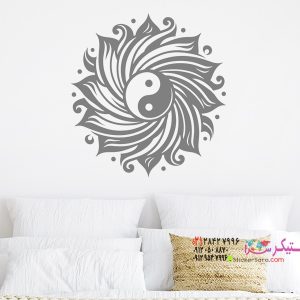 عکس برچسب دیواری گل یین و یانگ
