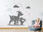 برچسب دیواری گوزن با طرح خرگوش و قلب