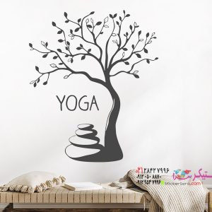 عکس برچسب دیواری یوگا، مدیتیشن درخت