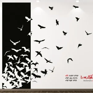 برچسب دیواری، بنر دیواری دسته پرندگان