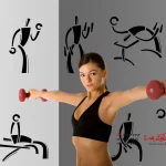برچسب دیواری، ست ورزشی، دمبل، تمرین