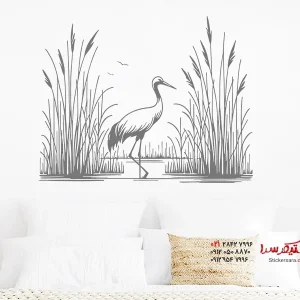 برچسب پرنده درنا در نیزارها