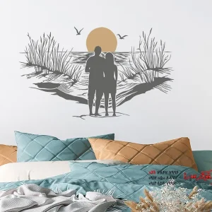 عکس عاشقان برچسب دیواری در ساحل