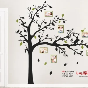 قاب عکس دیواری طرح درخت با گربه