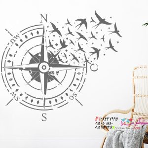 عکس قطب‌نمای دیواری با طرح پرندگان