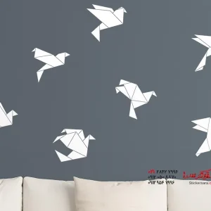 مجموعه برچسب دیواری پرنده اوریگامی