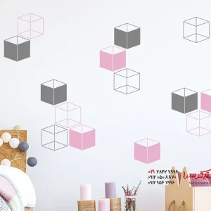 عکس مجموعه مکعب‌های 3‌بعدی برچسب دیواری
