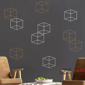 عکس مجموعه مکعب‌های سه‌بعدی برچسب دیواری
