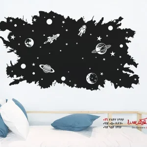نمای برچسب دیواری به فضا