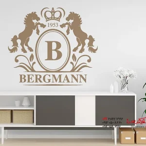 برچسب دیواری نشان ملی با اسب و نام