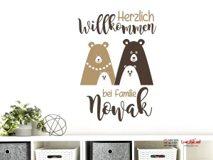 برچسب دیواری خانوادگی با نام و خرس
