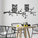 برچسب دیواری شاخه با جغدهای تزئینی