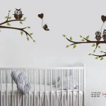 برچسب دیواری شاخه با جغدهای زیبا