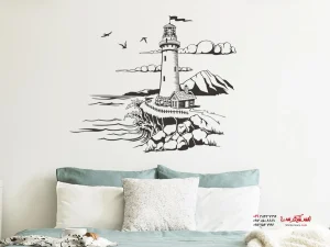برچسب دیواری فانوس دریایی در اتاق خواب