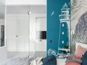 برچسب دیواری فانوس دریایی در آپارتمان تعطیلات