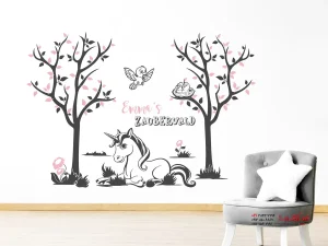 استیکر دیواری اتاق خواب دخترانه، طرح جنگل جادویی