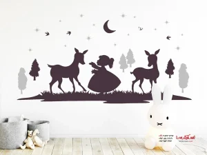 برچسب دیواری برای اتاق خواب دخترانه با طرح گوزن