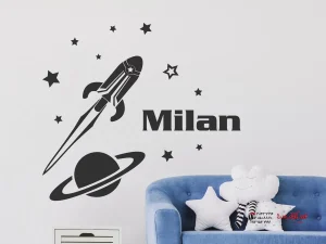 برچسب دیواری برای اتاق خواب پسرانه: موشک با نام