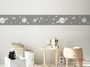 برچسب دیواری برای اتاق کودک، حاشیه پسرانه، تم فضا