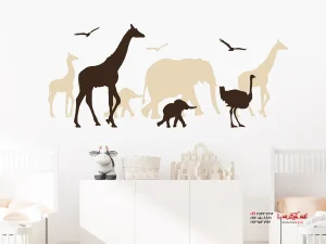 برچسب دیواری برای اتاق خواب پسرانه: حیوانات، سافاری