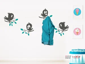 برچسب دیواری برای اتاق خواب پسرانه، کمد لباس: پرندگان