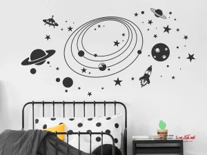 برچسب دیواری برای اتاق خواب پسرانه: فضا