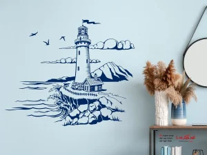برچسب دیواری فانوس دریایی به رنگ آبی