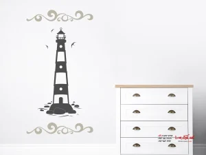 برچسب دیواری فانوس دریایی با طرح موج