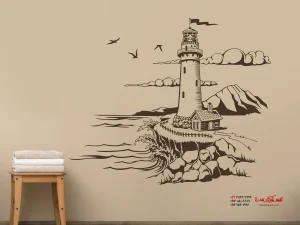 برچسب دیواری فانوس دریایی، بژ