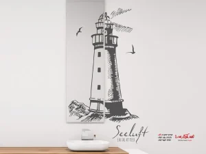 برچسب دیواری فانوس دریایی، نیمه روی آینه