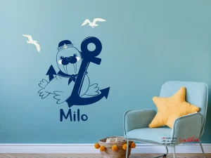 برچسب دیواری: شیر دریایی بامزه با لنگر