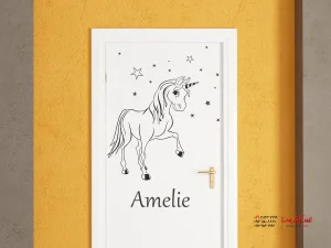 برچسب دیواری اسب تک شاخ، تابلوی درب