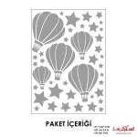 استیکر دیواری طرح بالن و ستاره در هوا