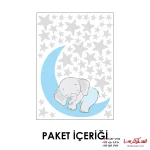 استیکر دیواری طرح فیل و ماه ستاره