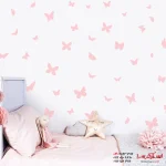 استیکر دیواری پروانه‌های صورتی فانتزی
