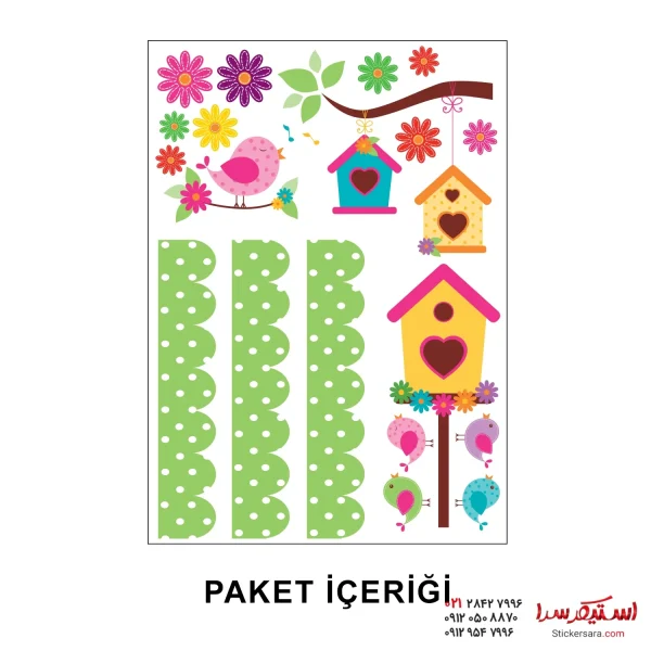 طرح دیواری اتاق نوزاد پرندگان و لانه پرنده - Image 2