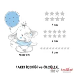 دکور دیواری پسرانه فیل و بادکنک با ستارها - Image 2